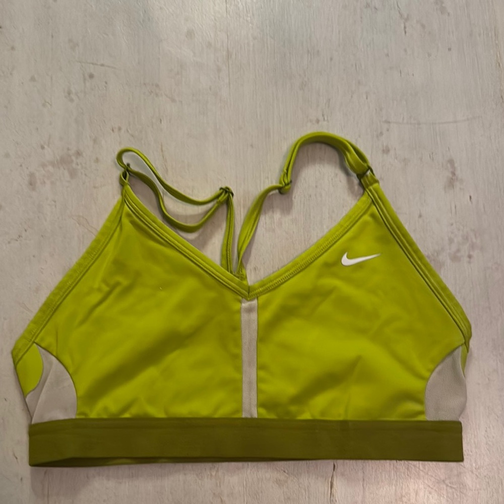 Nike Green and White Sports Bra